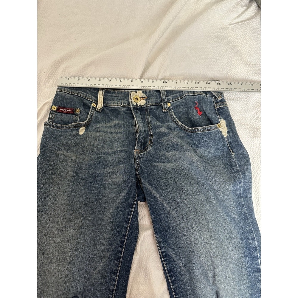 Vintage Baby Phat Capri Pants Zippered Legs Distressed Red Cat Size 9
